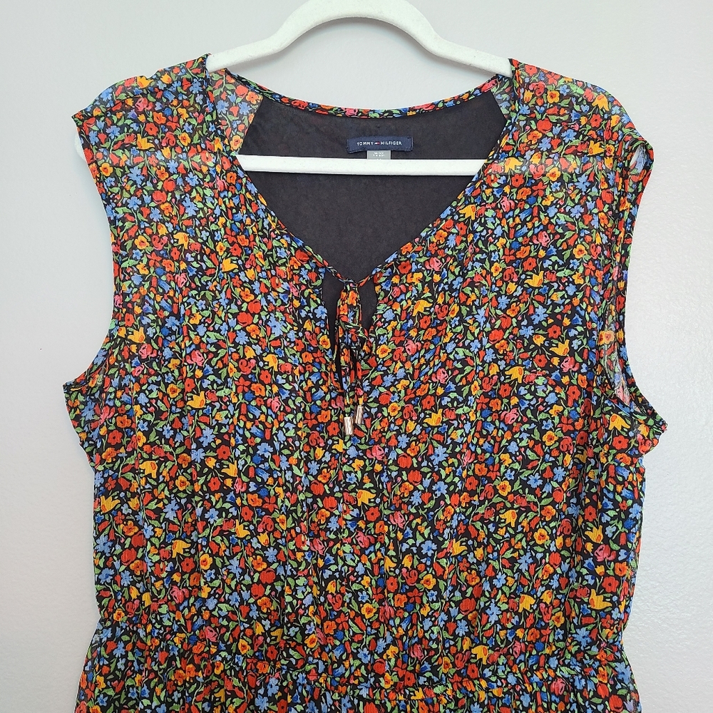 nwot Tommy Hilfiger Ditsy Floral Boho Tiered Dress XL Women's 14 - Picture 2 of 12